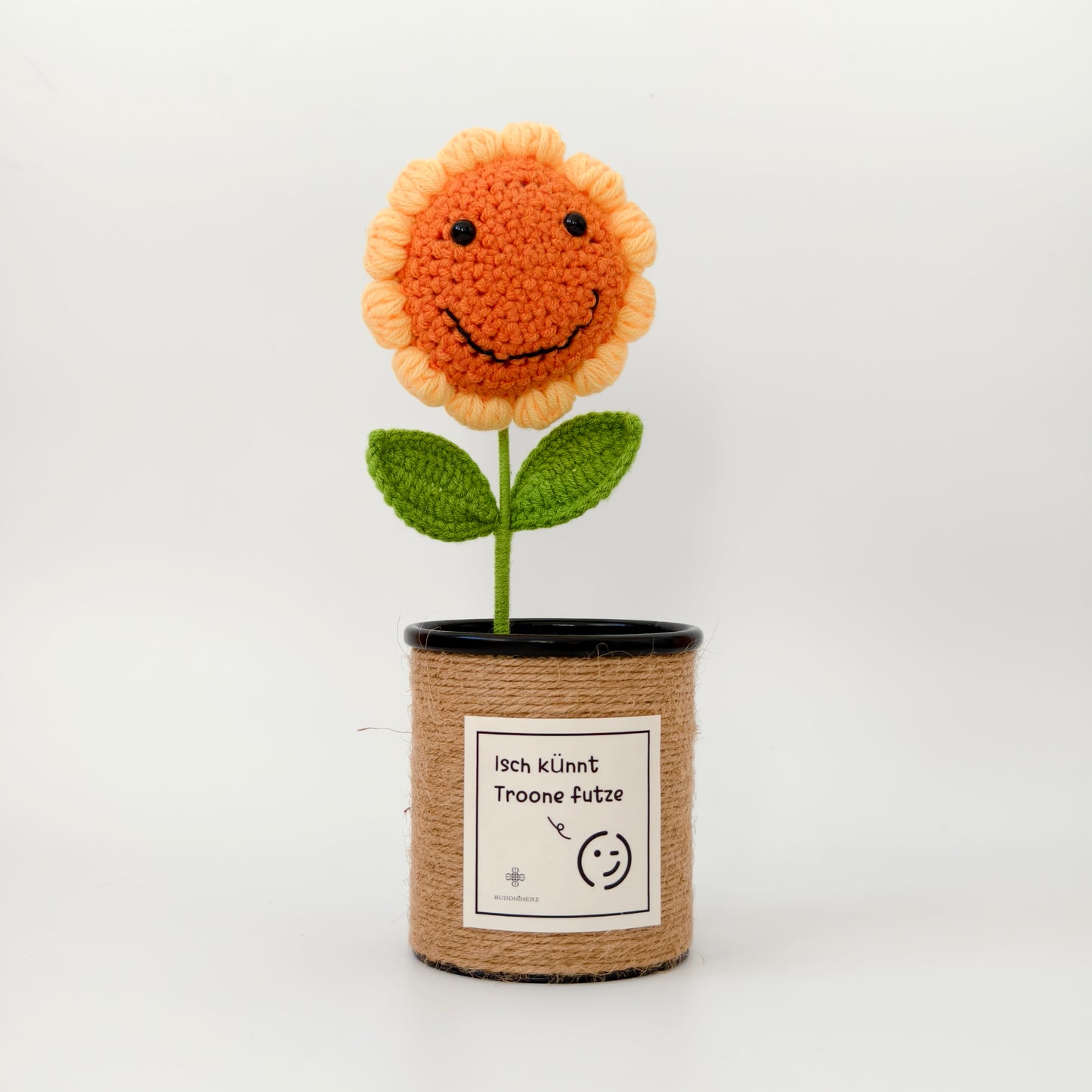 Handgemachter Strick-Sonnenblumen-Stifthalter