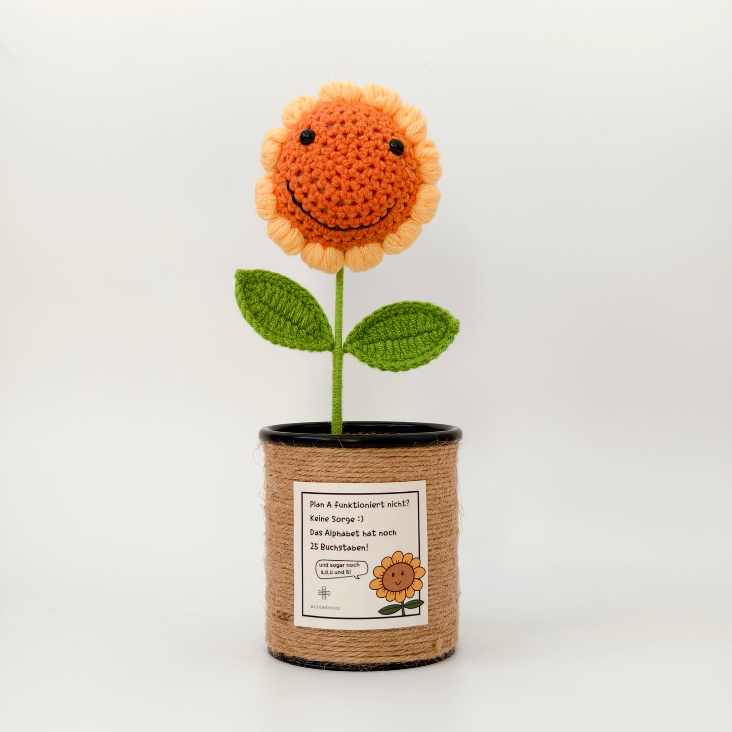 Handgemachter Strick-Sonnenblumen-Stifthalter