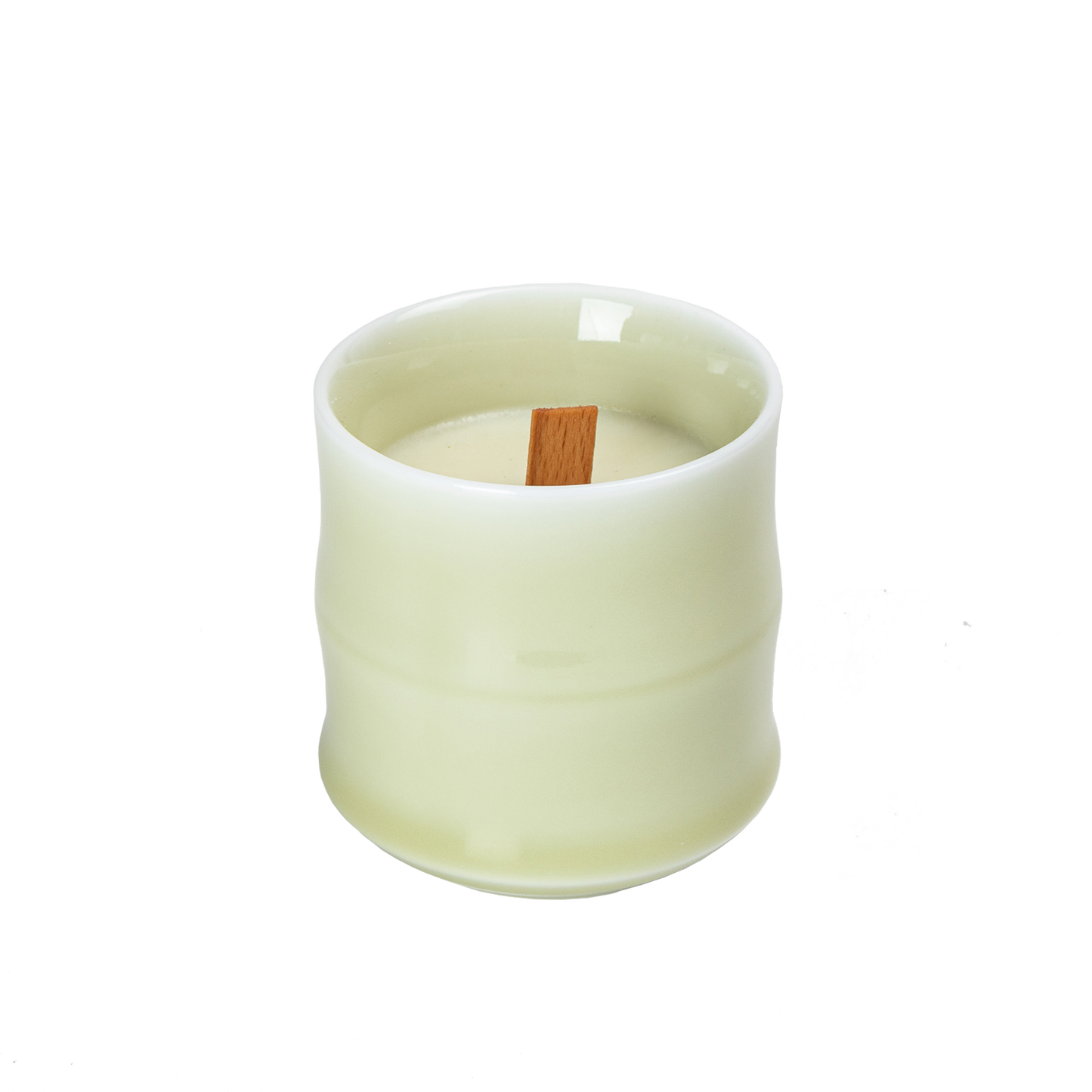 Candle in Di-ceramic vessel – beige yellow