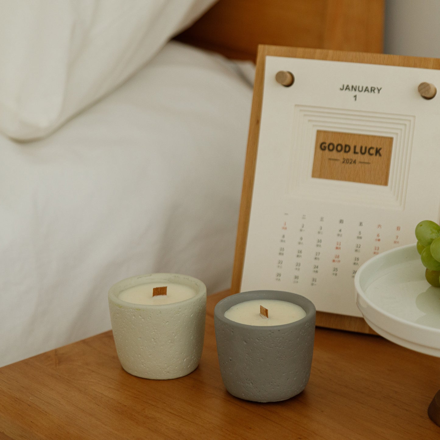 Scented candle, stone cup set of 2