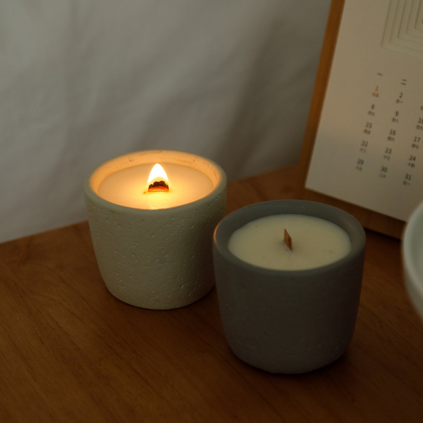 Scented candle, stone cup set of 2