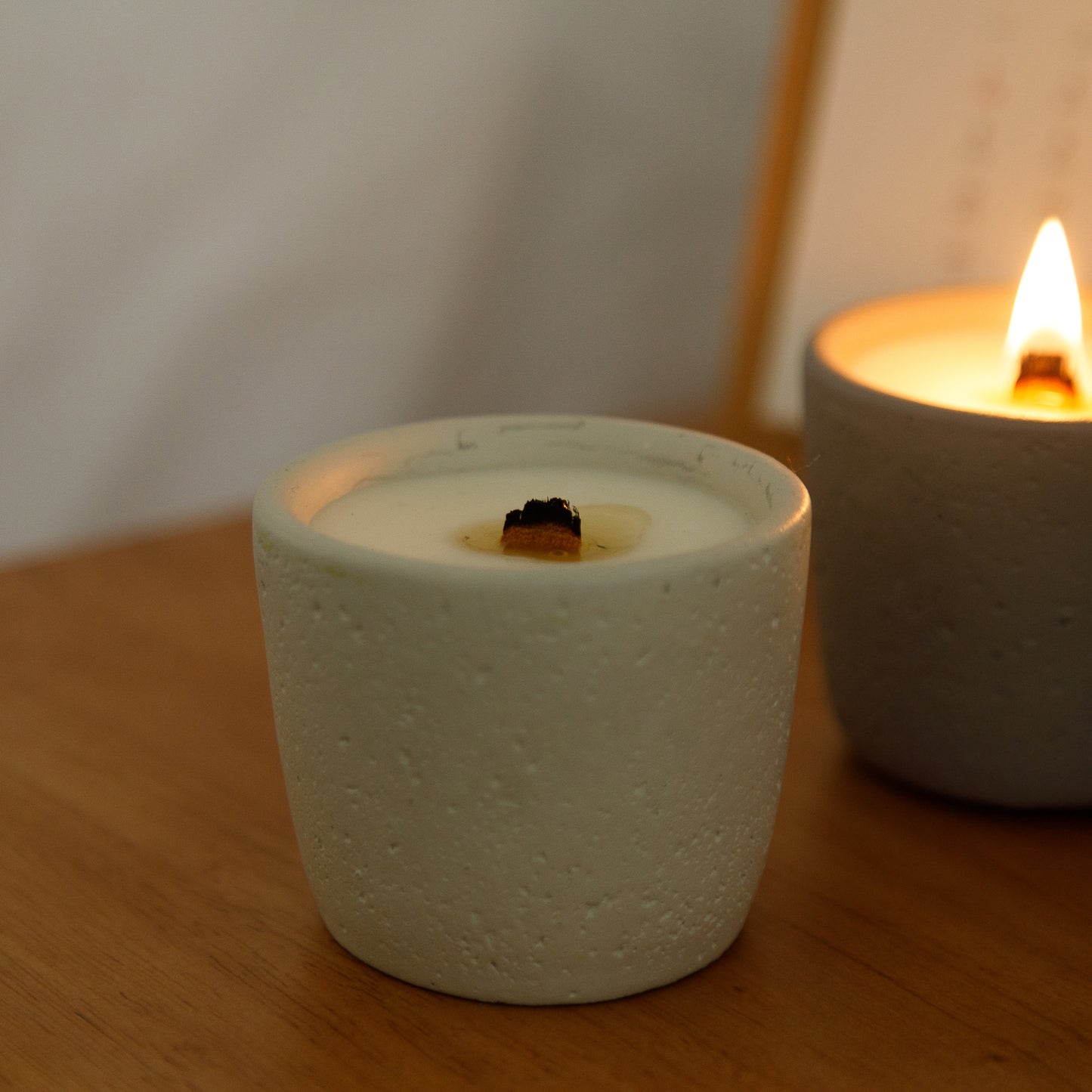 Scented candle, stone cup set of 2