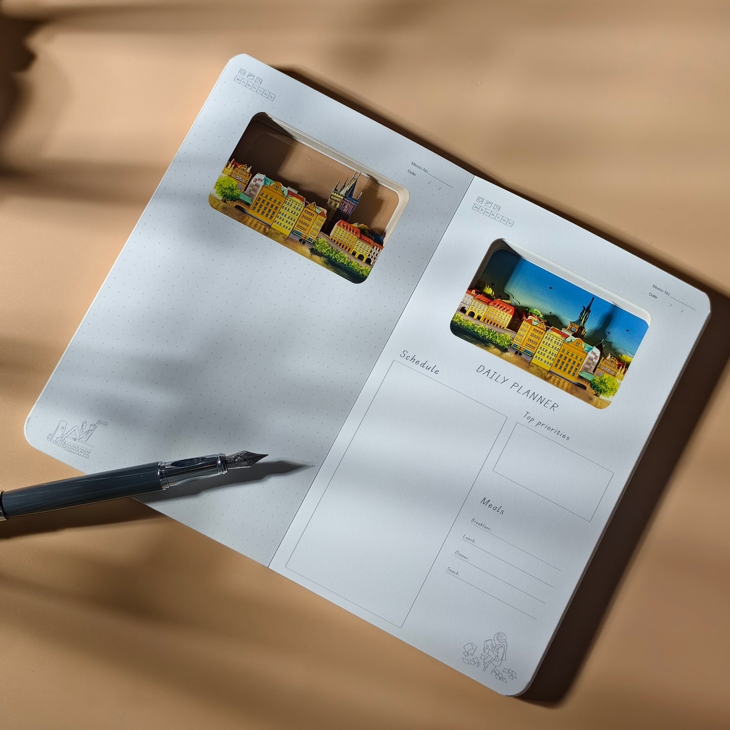 3D-Papierschnitt-Notizbuch – Prag