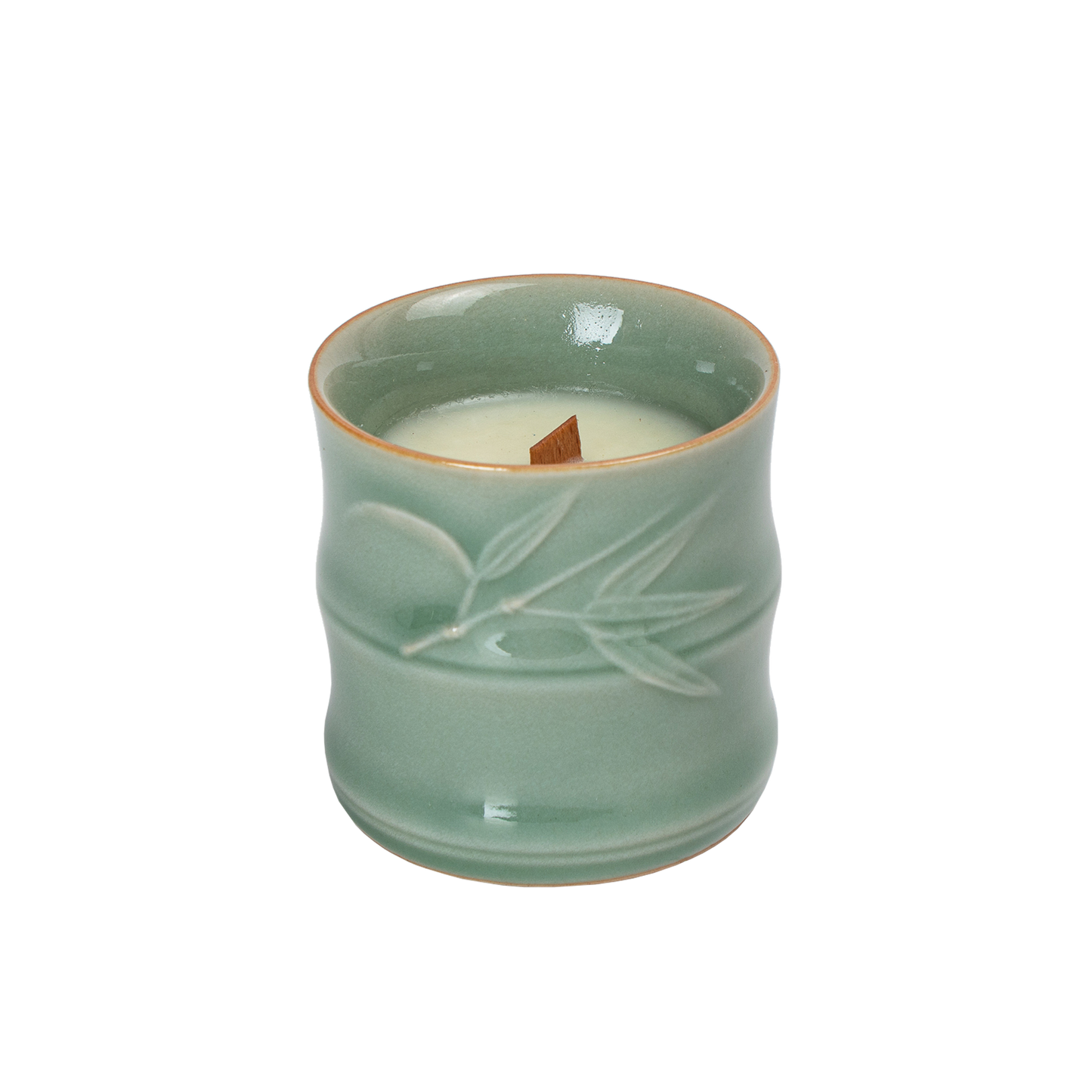 Candle in Di-ceramic vessel with bamboo pattern
