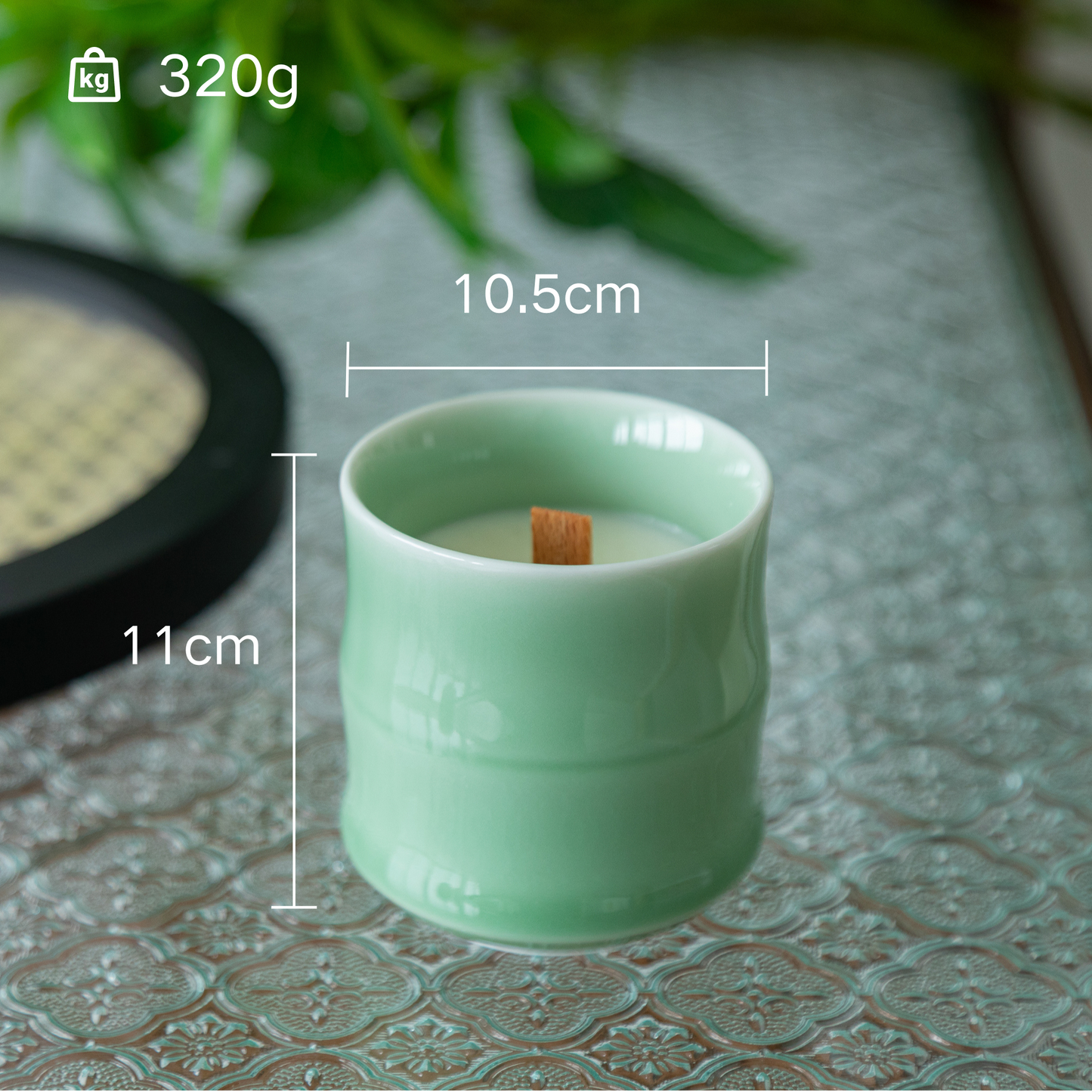 Candle in Di-ceramic vessel - plum green