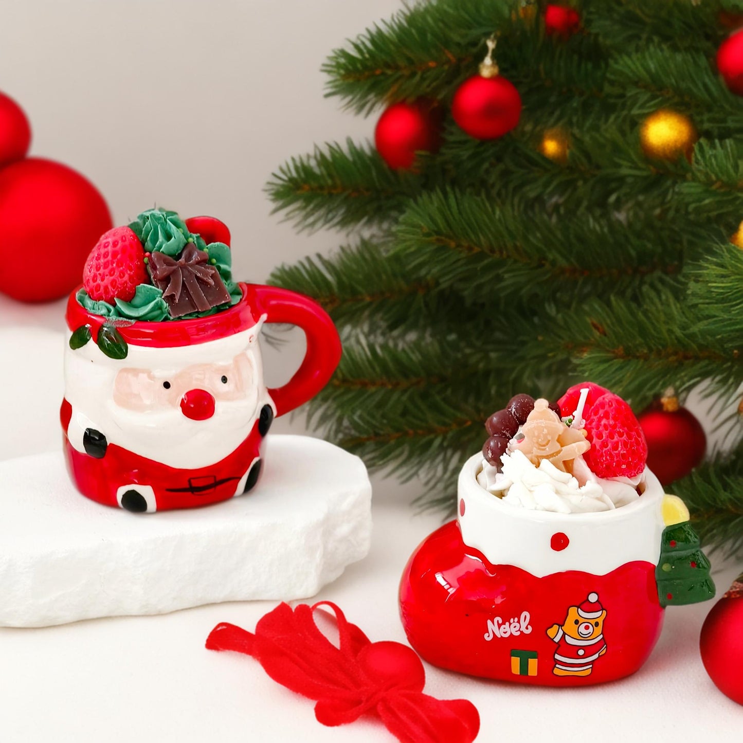 Kerze Weihnachtsmann & Weihnachtsstiefel