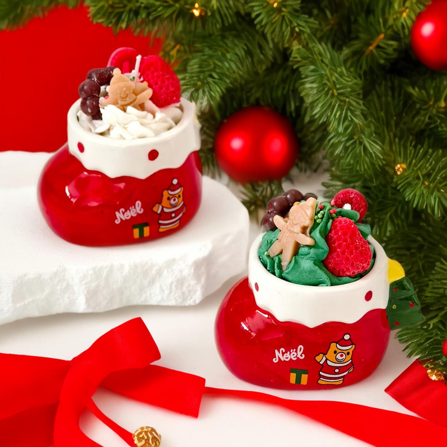 Kerze Weihnachtsmann & Weihnachtsstiefel