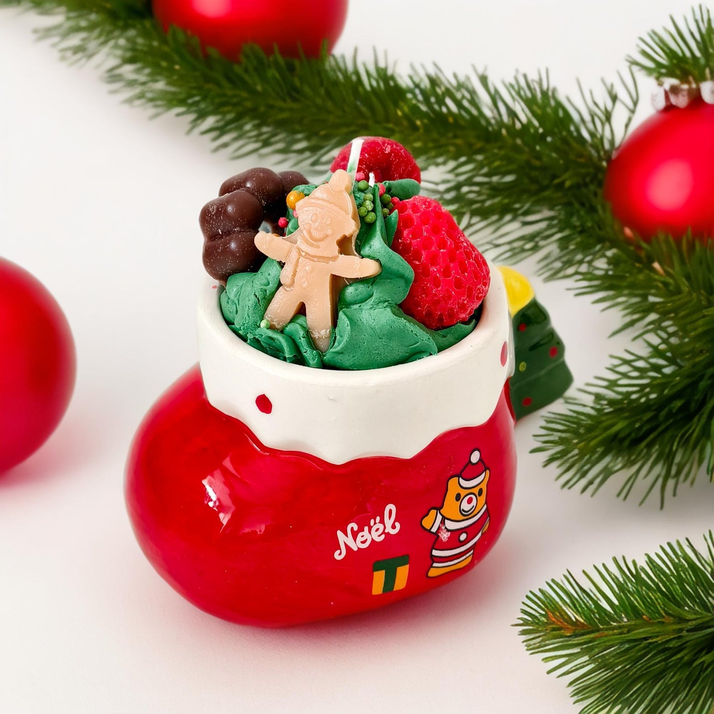 Kerze Weihnachtsmann & Weihnachtsstiefel