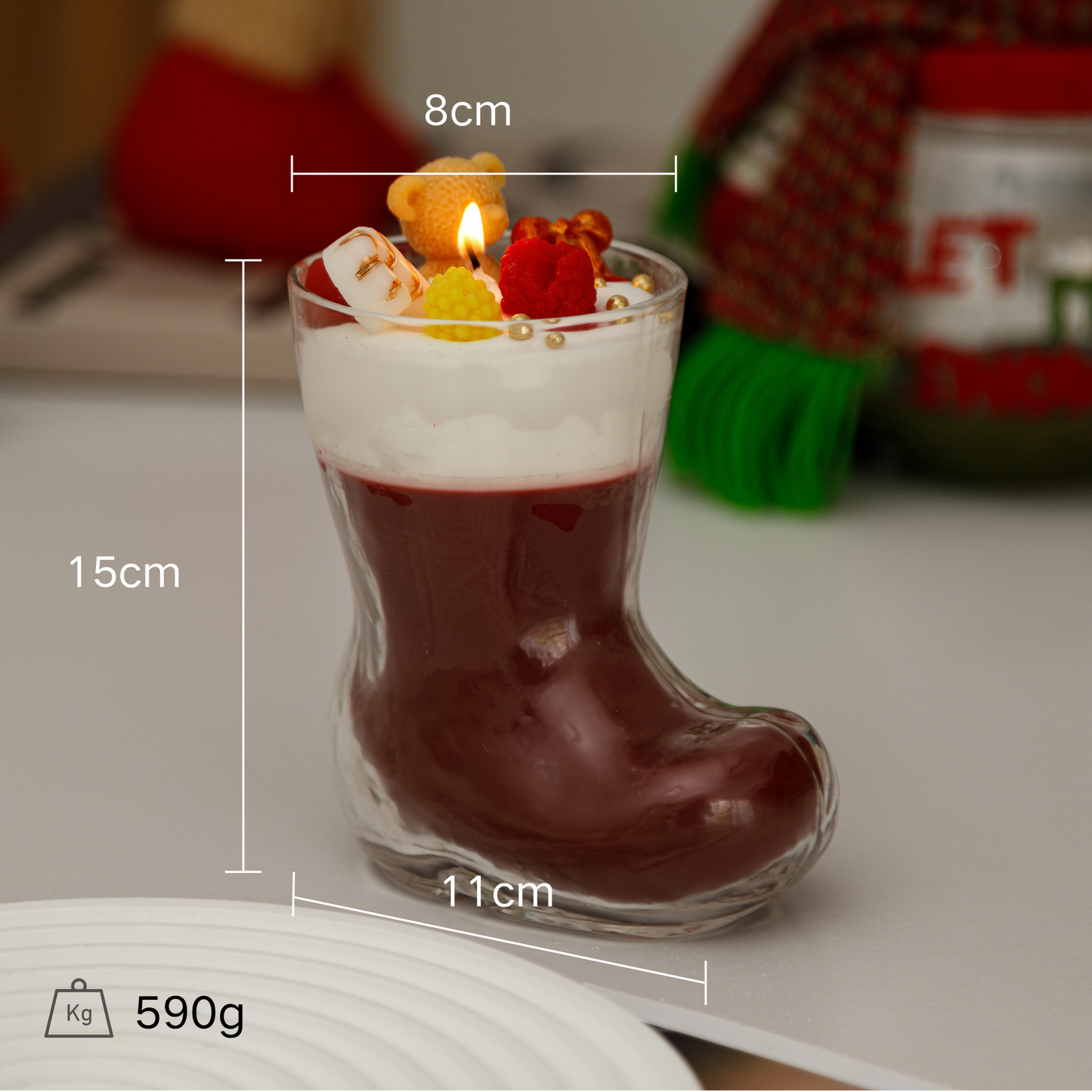 Candle “Christmas Bear Crystal Shoes”