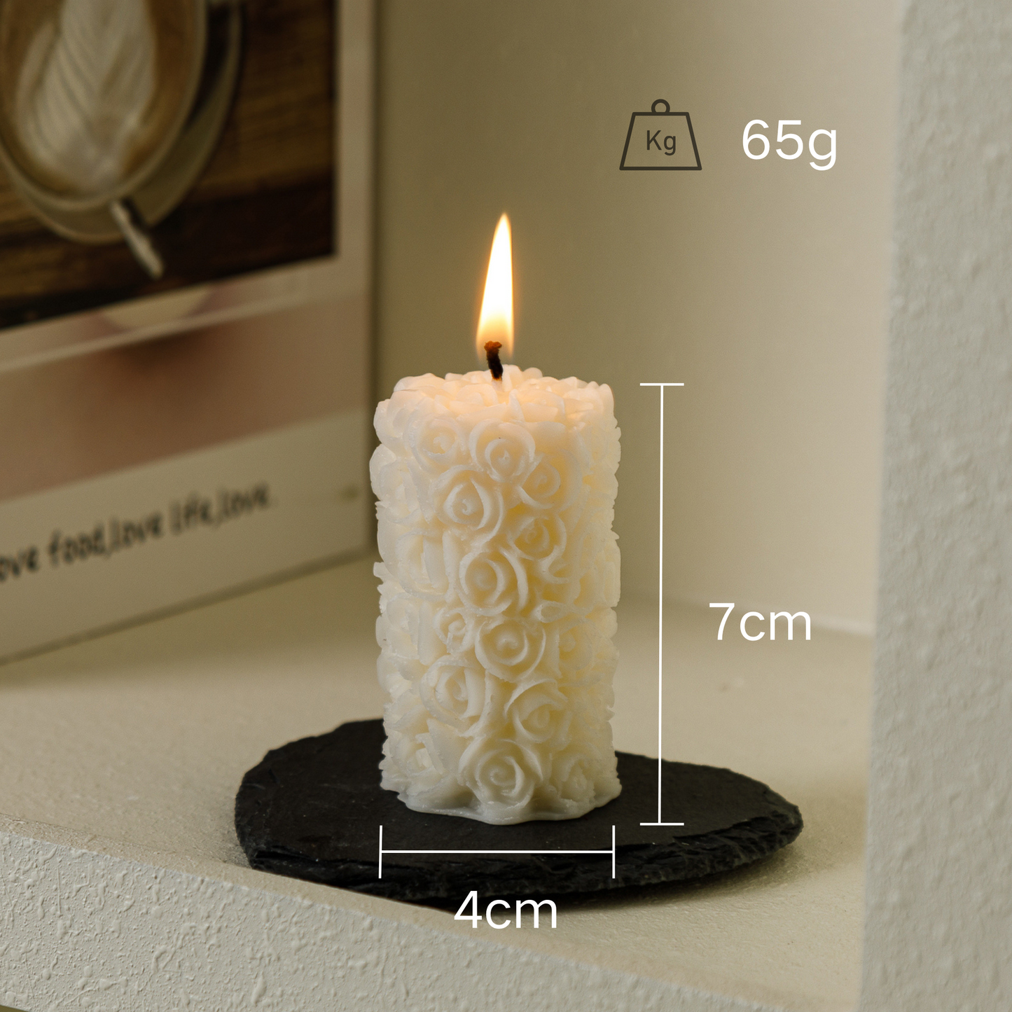 Scented candle "Carved Rose Pillar" set of 3