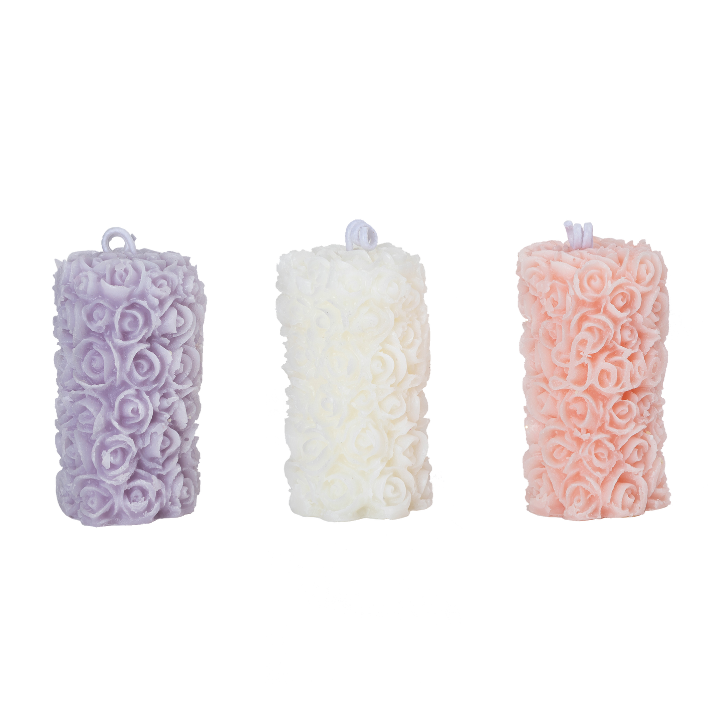 Scented candle "Carved Rose Pillar" set of 3