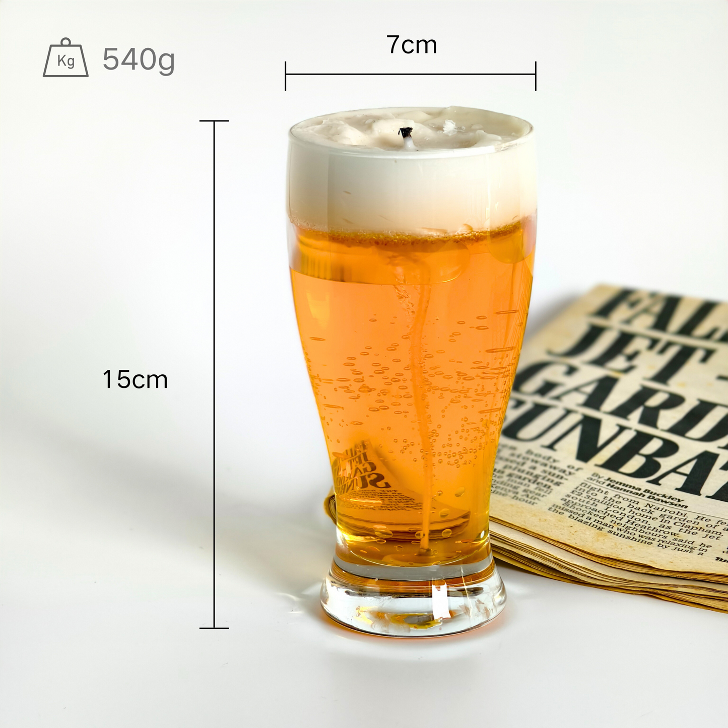 Scented candle, beer glass medium