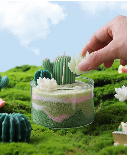 DIY set for sand candle with succulents 