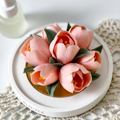 Pink tulip porcelain flower with fragrance oil