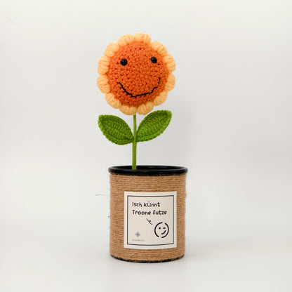 Handgemachter Strick-Sonnenblumen-Stifthalter