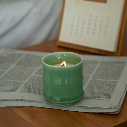 Candle in Di-ceramic vessel - plum green 