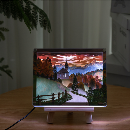DIY set for paper art light picture - Magic of autumn in Berchtesgaden 