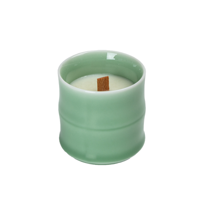 Candle in Di-ceramic vessel - plum green 