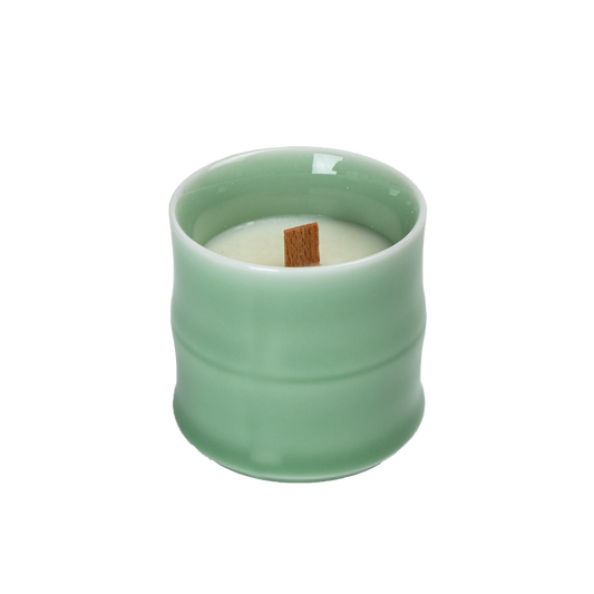 Candle in Di-ceramic vessel - plum green 