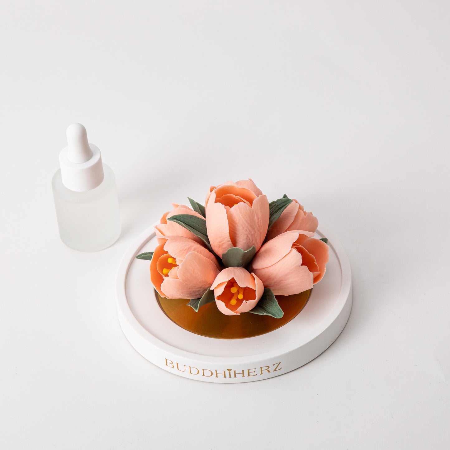 Pink tulip porcelain flower with fragrance oil