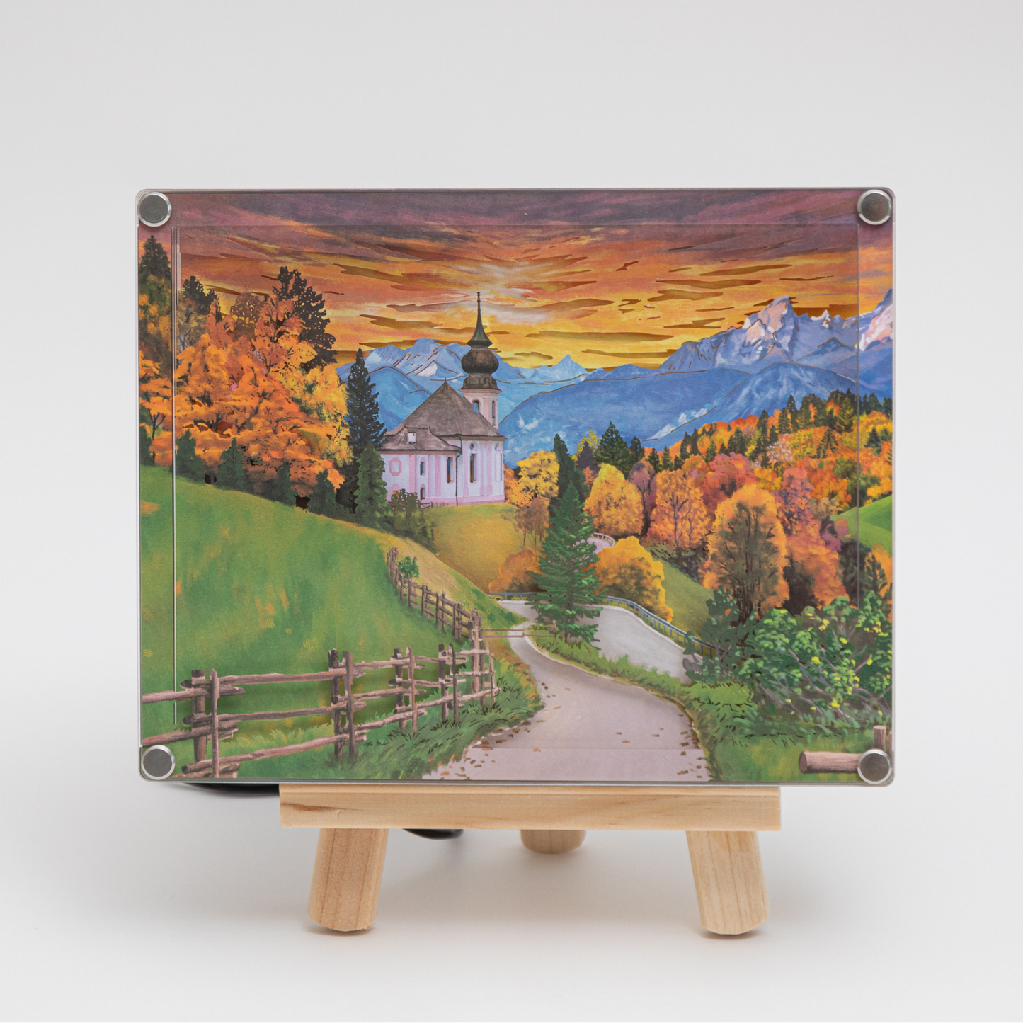 DIY set for paper art light picture - Magic of autumn in Berchtesgaden 